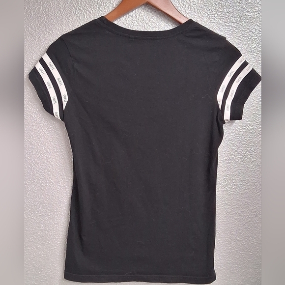 Guess Black Fitted Polo Cap Sleeve Tee    Size S - Picture 12 of 15